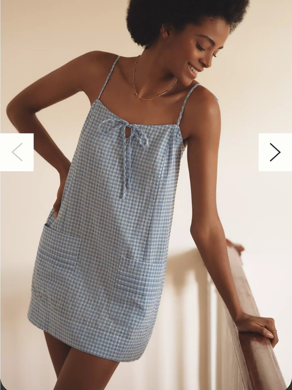 Anthropologie Blue Gingham Mini Nap Dress XL